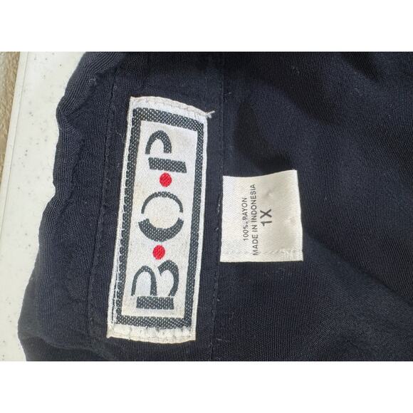 Quirky Button-Up Tunic B.O.P 1X Black Gold Plaid‎ Abstract Patchwork Artsy Boho - Picture 7 of 9